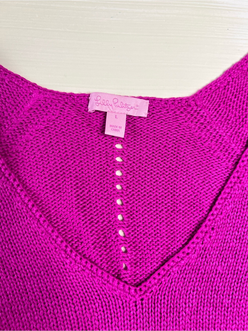 Vintage Lilly Pulitzer Fuchsia V-Neck Sweater - Picture 3 of 7